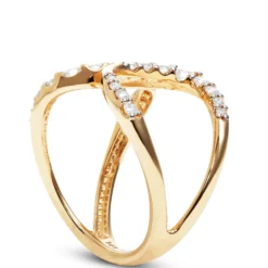 Open Bypass Diamond Ring, 14K Yellow Gold