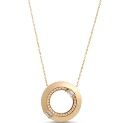 Open Center Circle Pendant with Diamonds, 1 Carat, 14K Yellow Gold