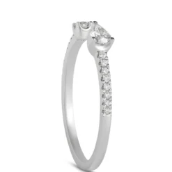 Open Center Pear and Round Diamond Ring, 14K White Gold