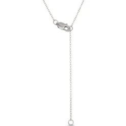 Open Circle Pendant with Emerald Cut and Round Diamonds, 2 Total Carat Weight, 14K White Gold