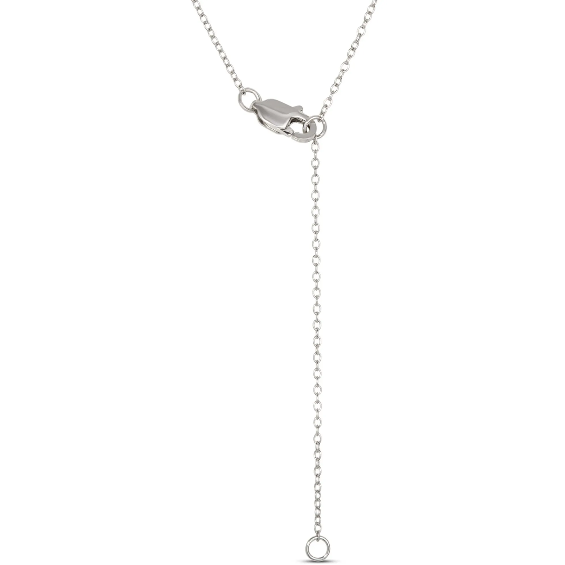 Open Circle Pendant with Emerald Cut and Round Diamonds, 2 Total Carat Weight, 14K White Gold