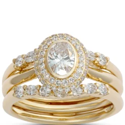 Oval and Round Diamond Ring Enhancer in 14K Yellow Gold
