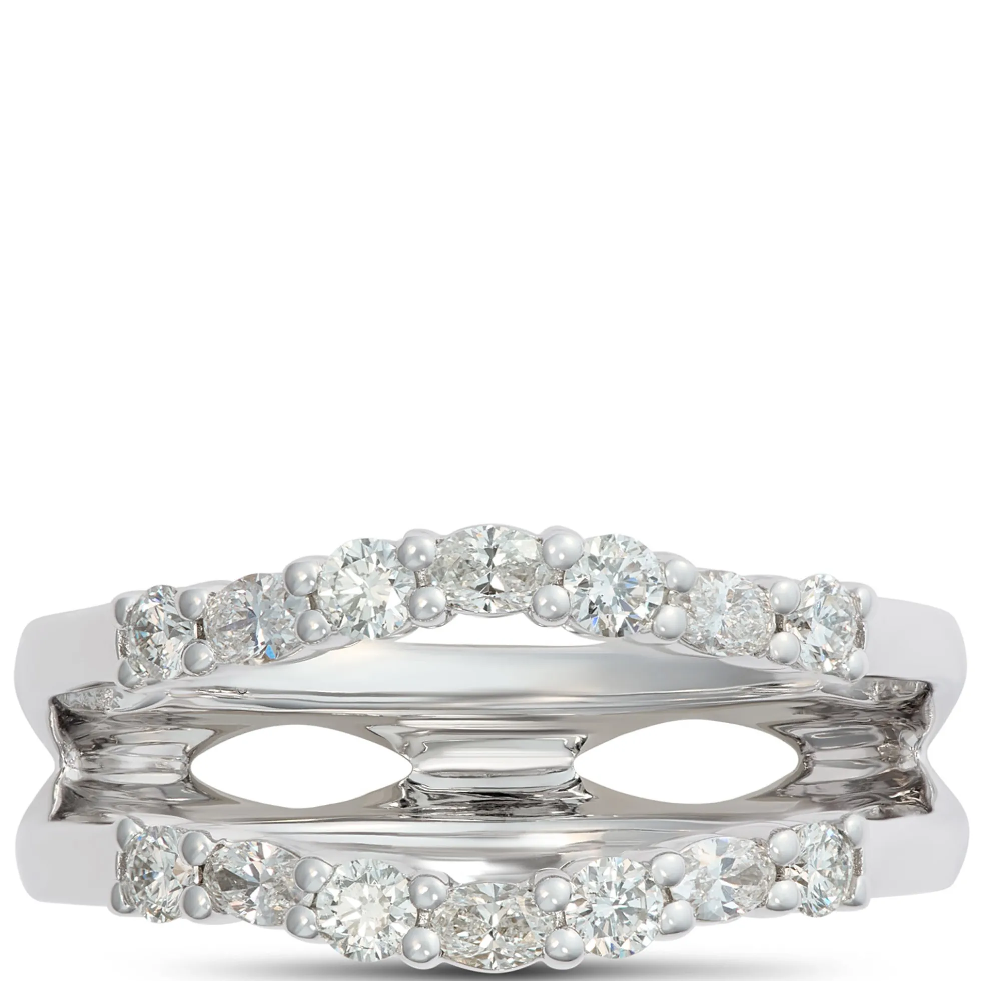 Oval and Round Diamond Ring Enhancer in 14K White Gold