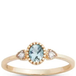 Oval Aquamarine and Diamond Ring, 14K Yellow Gold