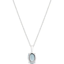 Oval Aquamarine Pendant, 14K White Gold