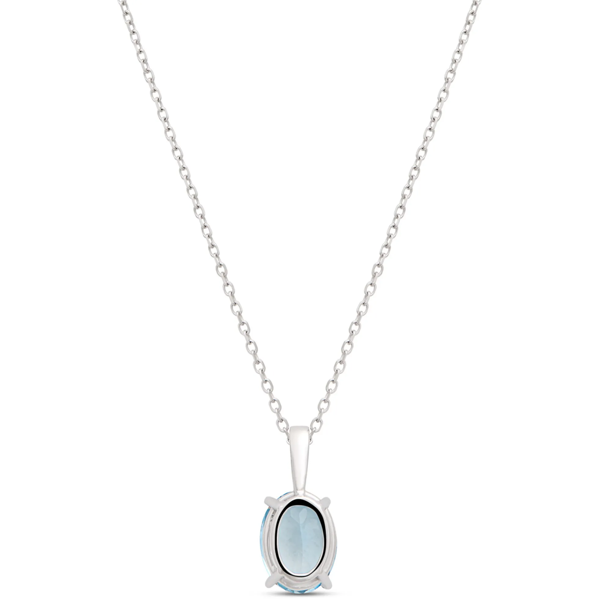 Oval Aquamarine Pendant, 14K White Gold