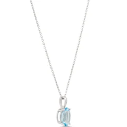 Oval Aquamarine Pendant, 14K White Gold