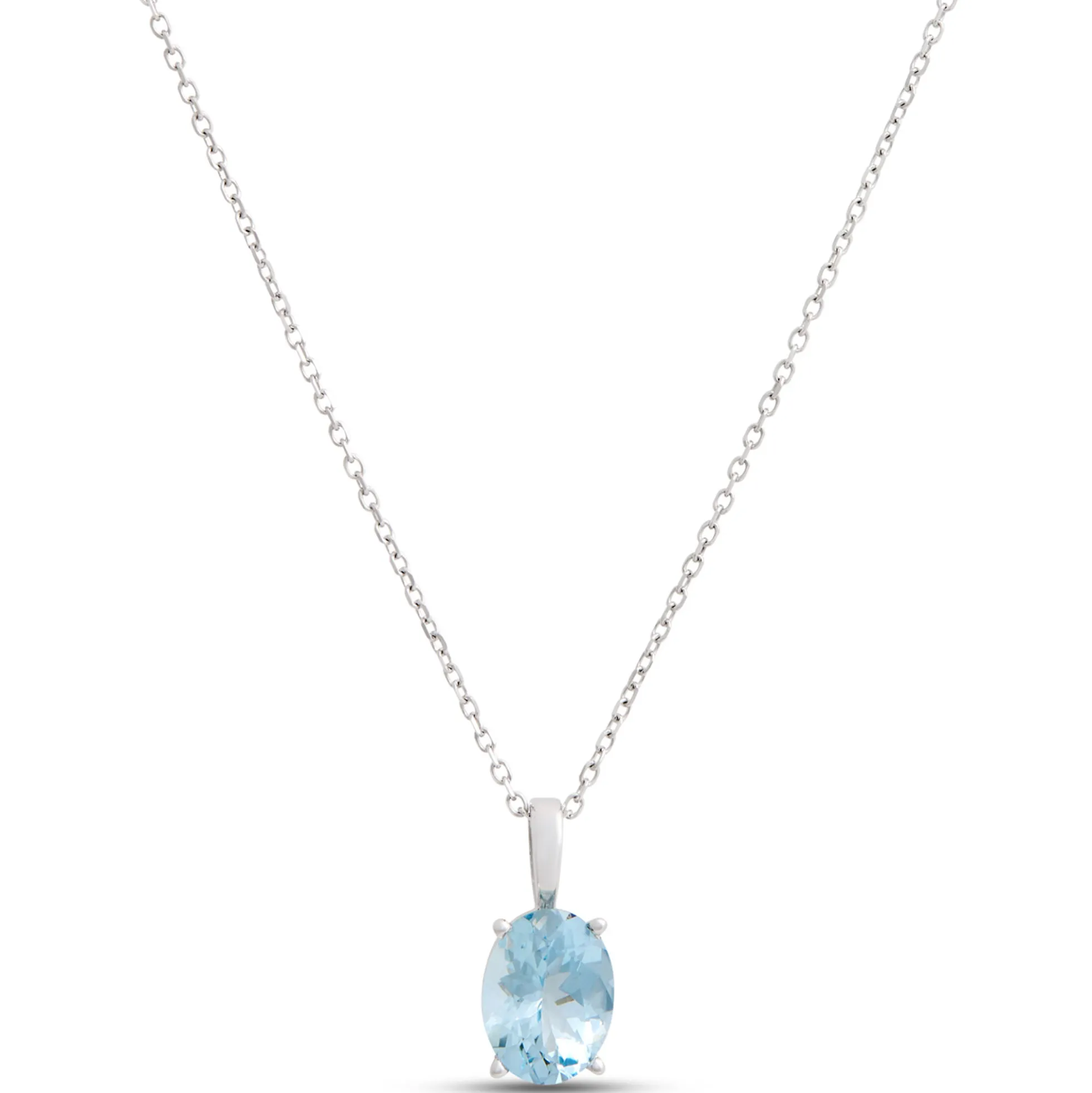 Oval Aquamarine Pendant, 14K White Gold