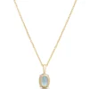Oval Aquamarine Pendant Necklace, 14K Yellow Gold