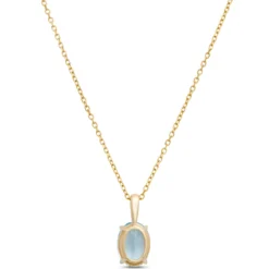 Oval Aquamarine Pendant Necklace, 14K Yellow Gold