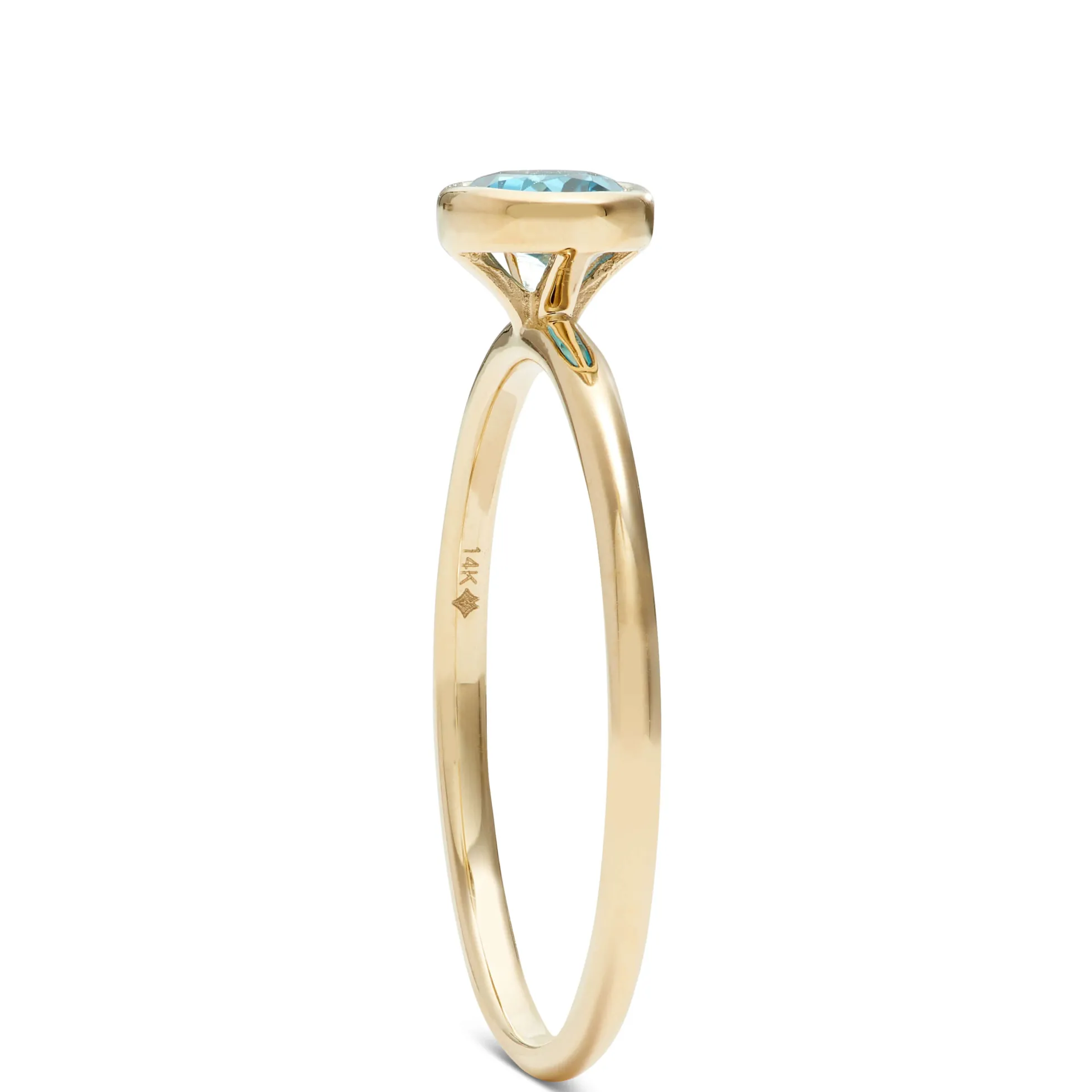 Oval Bezel Set Blue Topaz Ring, 14K