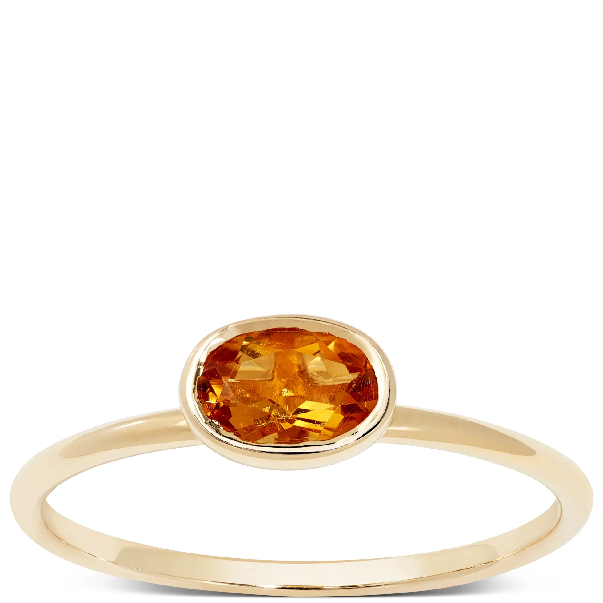 Oval Bezel Set Citrine Ring, 14K