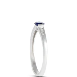 Oval Blue Sapphire and Diamond Ring, 14K White Gold