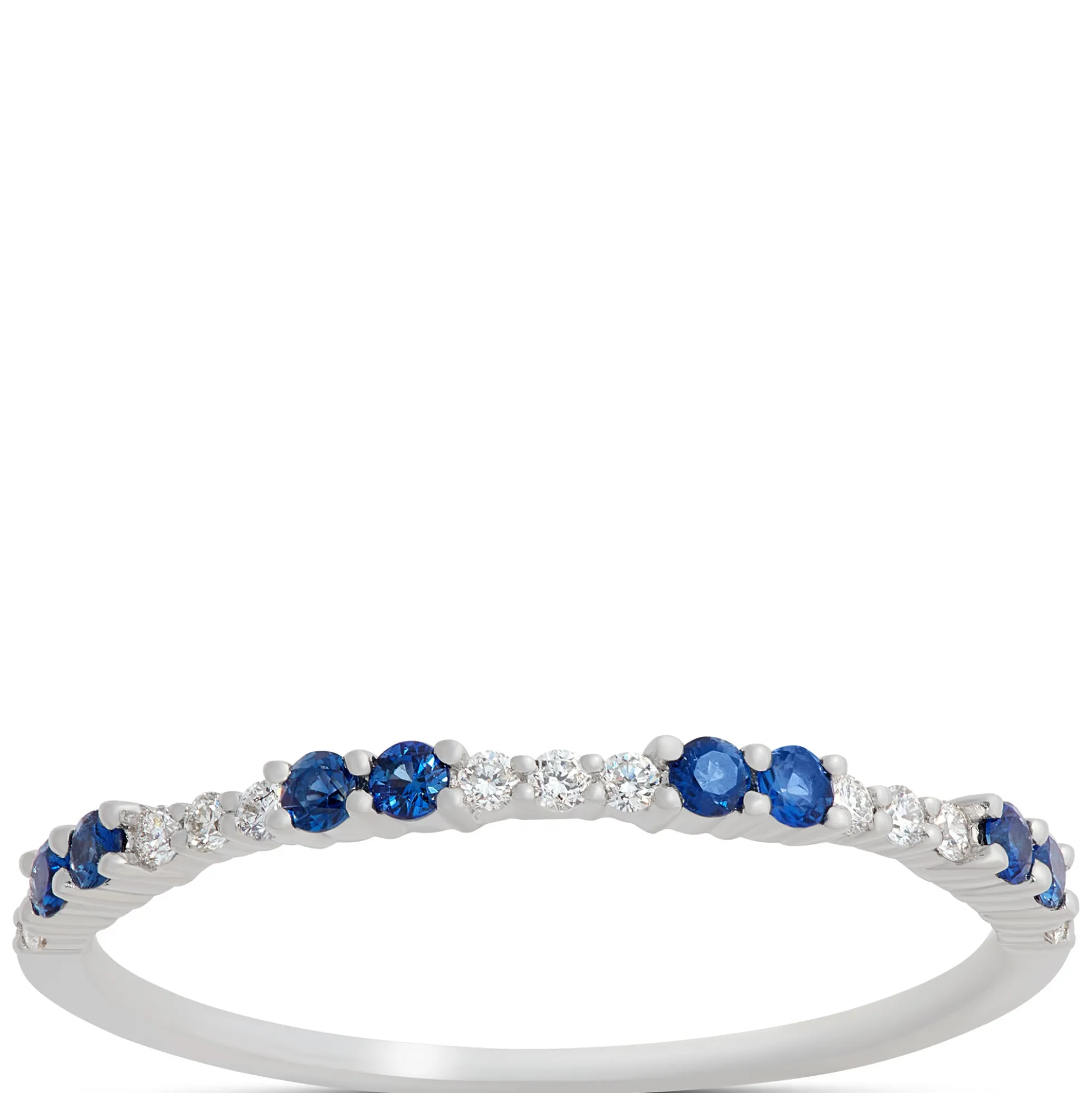 Oval Blue Sapphire and Round Diamond Ring, 14K White Gold
