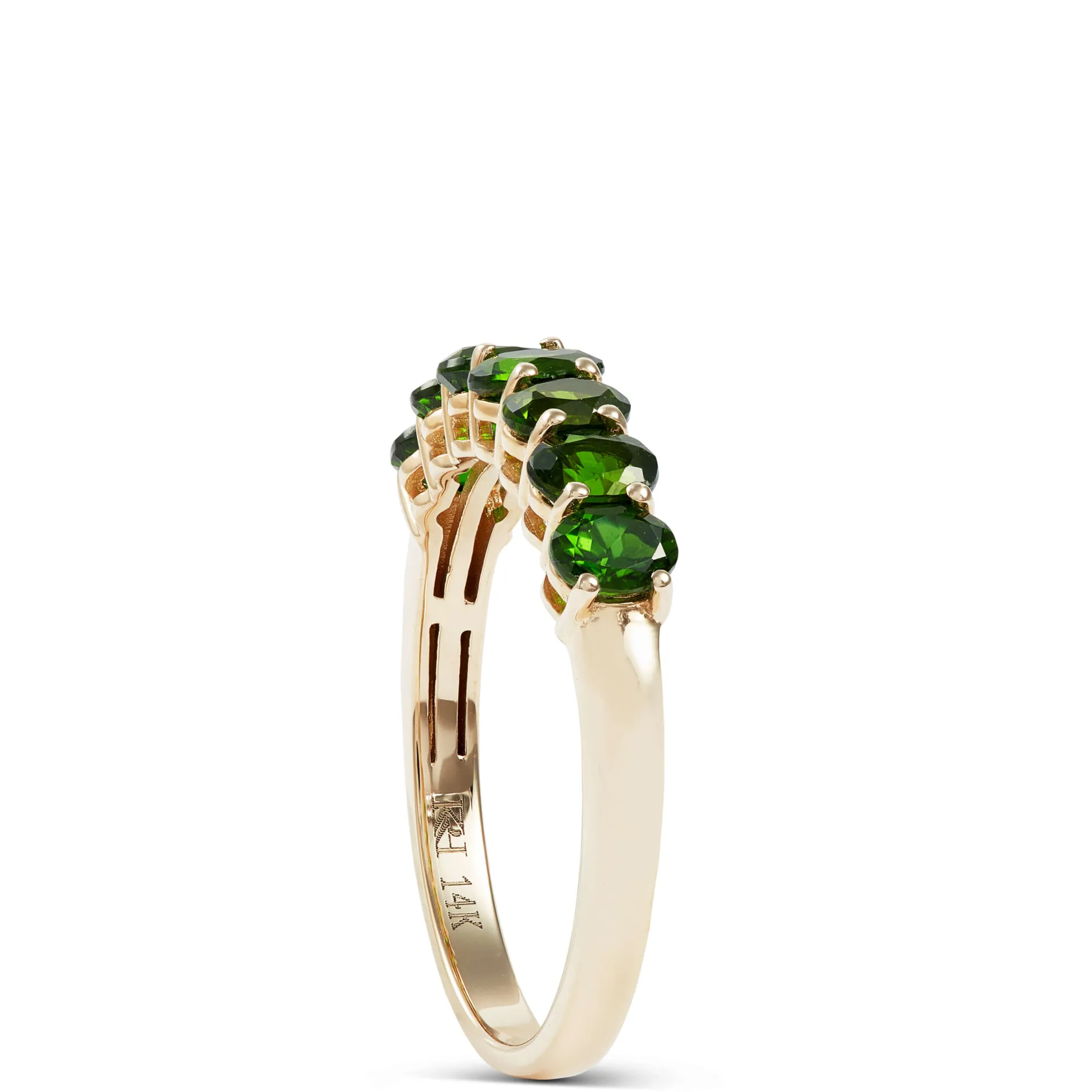 7 Oval Chrome Diopside Ring, 14K Yellow Gold