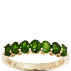 7 Oval Chrome Diopside Ring, 14K Yellow Gold