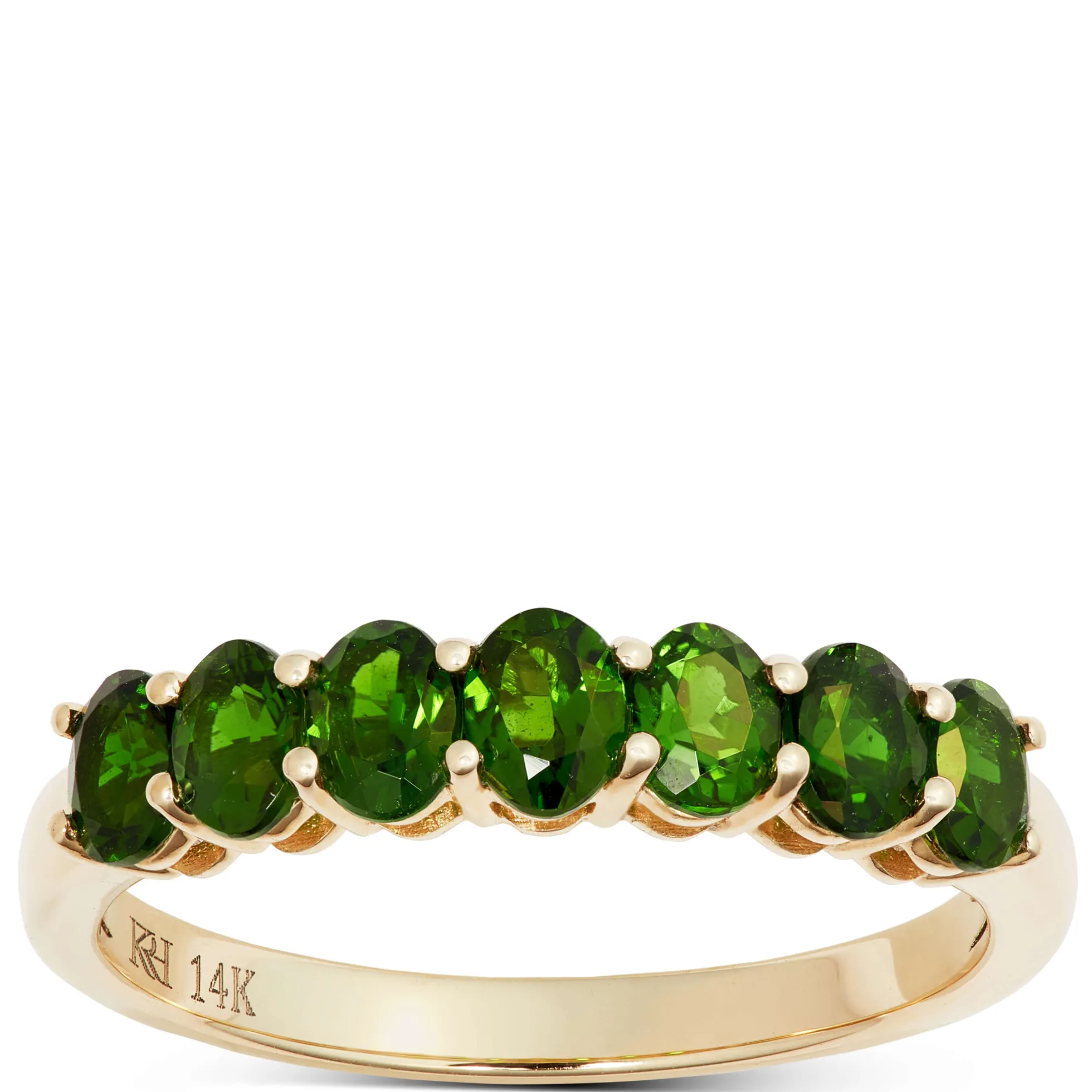 7 Oval Chrome Diopside Ring, 14K Yellow Gold