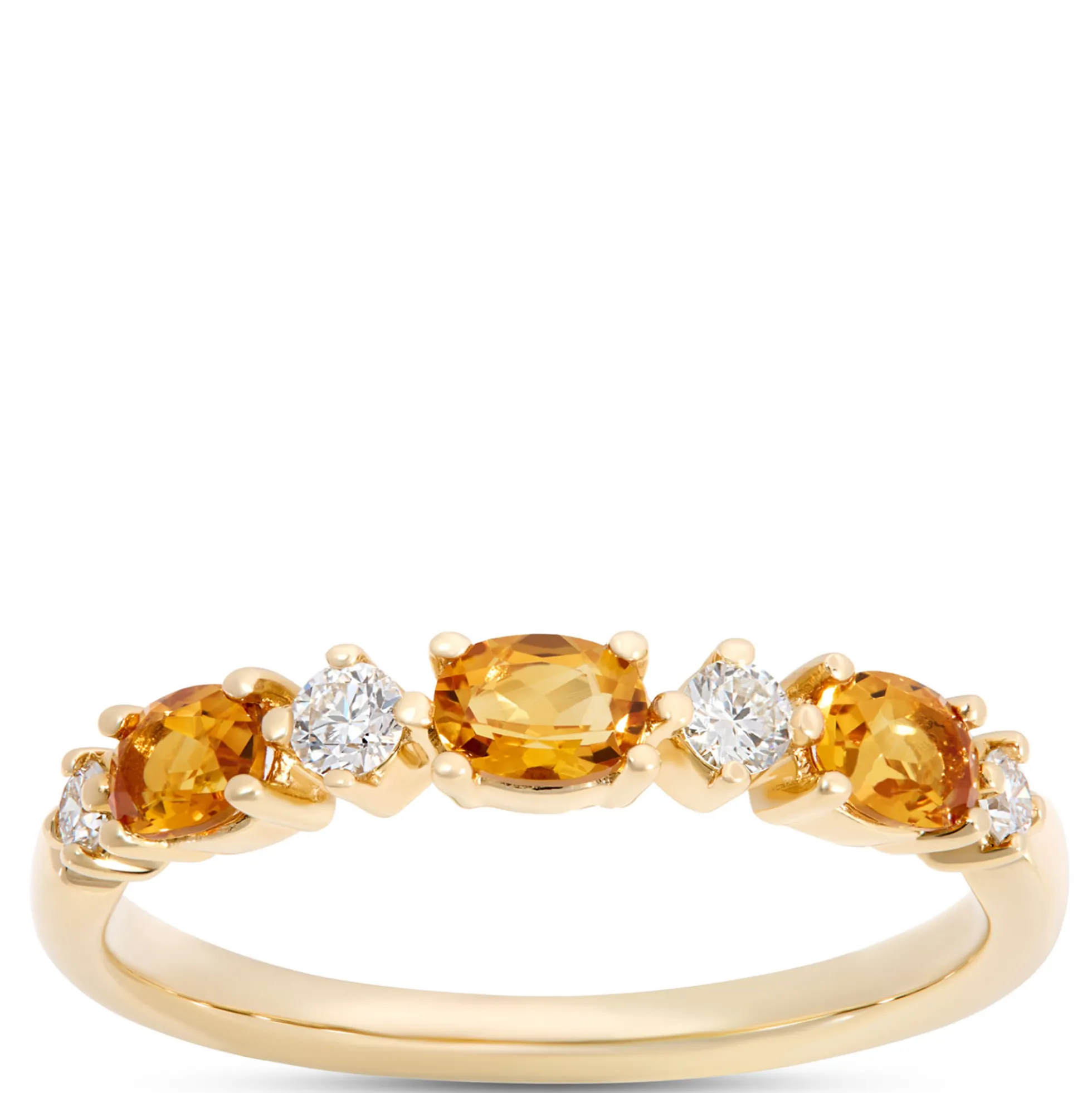 Oval Citrine and Round Diamond Ring, 14K Yellow Gold