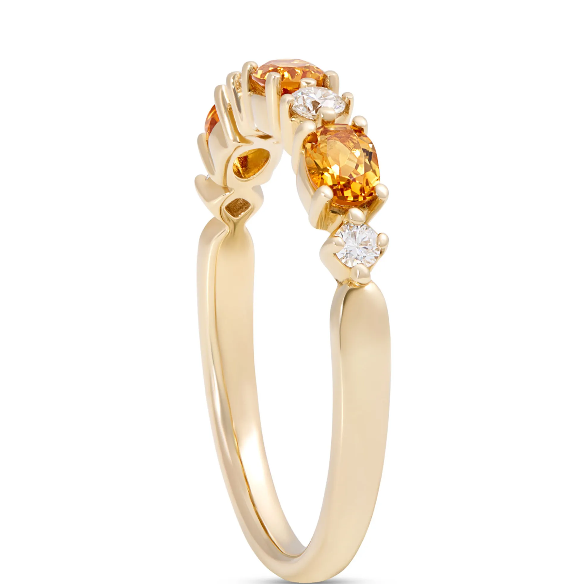 Oval Citrine and Round Diamond Ring, 14K Yellow Gold