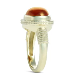 Oval Citrine Cabochon Ring, 14K Yellow Gold