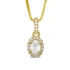 Oval Cluster Diamond Pendant, 14K Yellow Gold