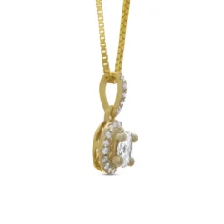 Oval Cluster Diamond Pendant, 14K Yellow Gold