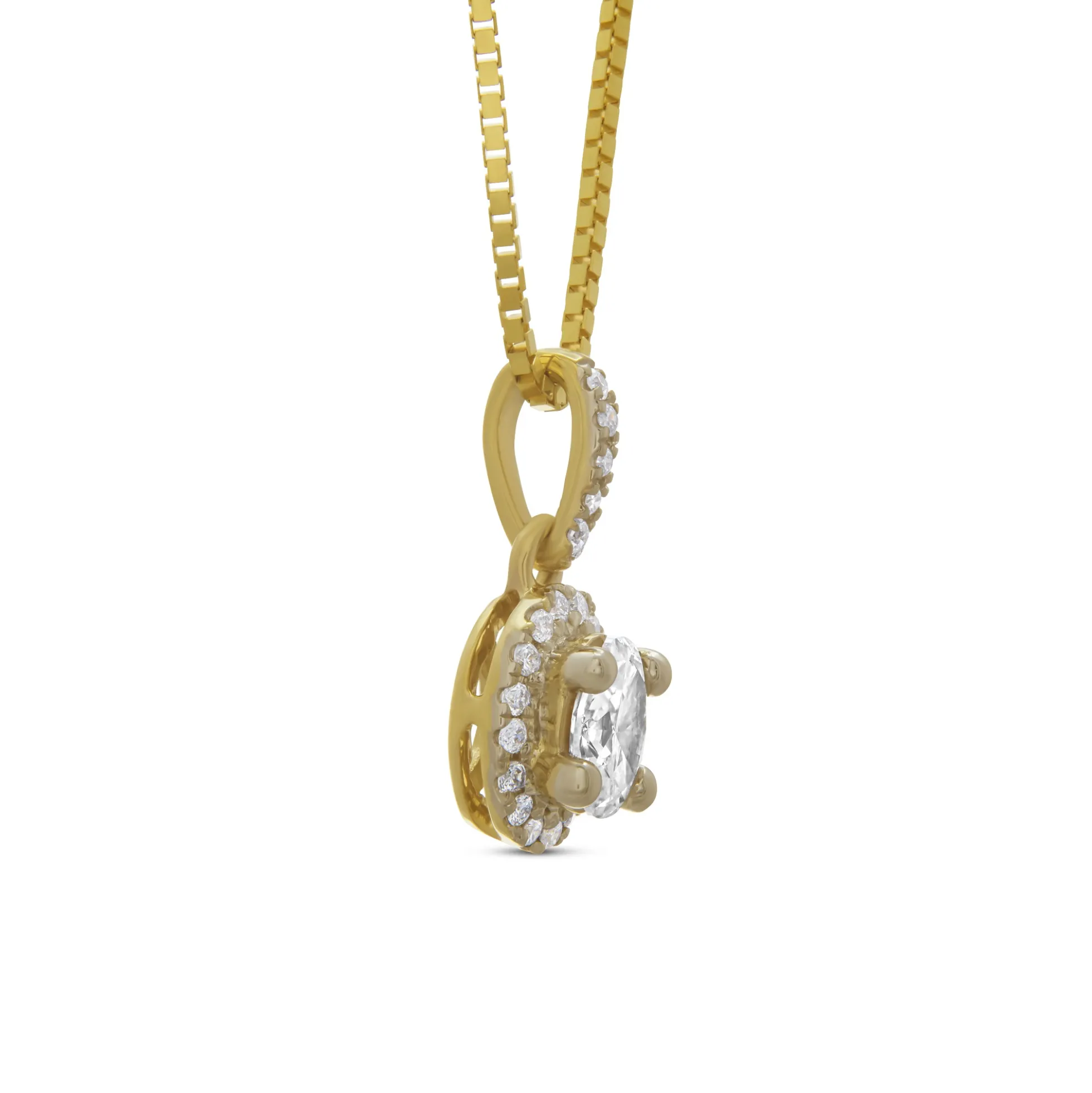 Oval Cluster Diamond Pendant, 14K Yellow Gold