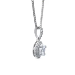 Oval Cluster Diamond Pendant, 14K White Gold