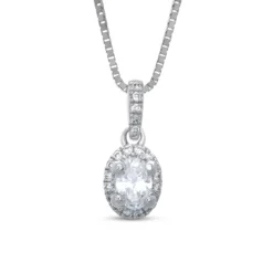 Oval Cluster Diamond Pendant, 14K White Gold
