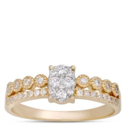 Oval Cluster Diamond Ring, 14K Yellow Gold