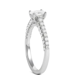 Oval Cut Diamond Engagement Ring, 18K White Gold