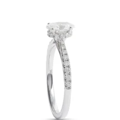 Oval Cut Diamond Engagement Ring, 14K White Gold