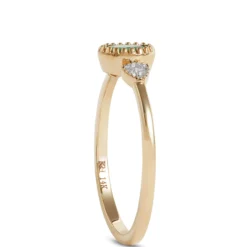 Oval Cut Emerald and Diamond Ring, 14K Yellow Gold