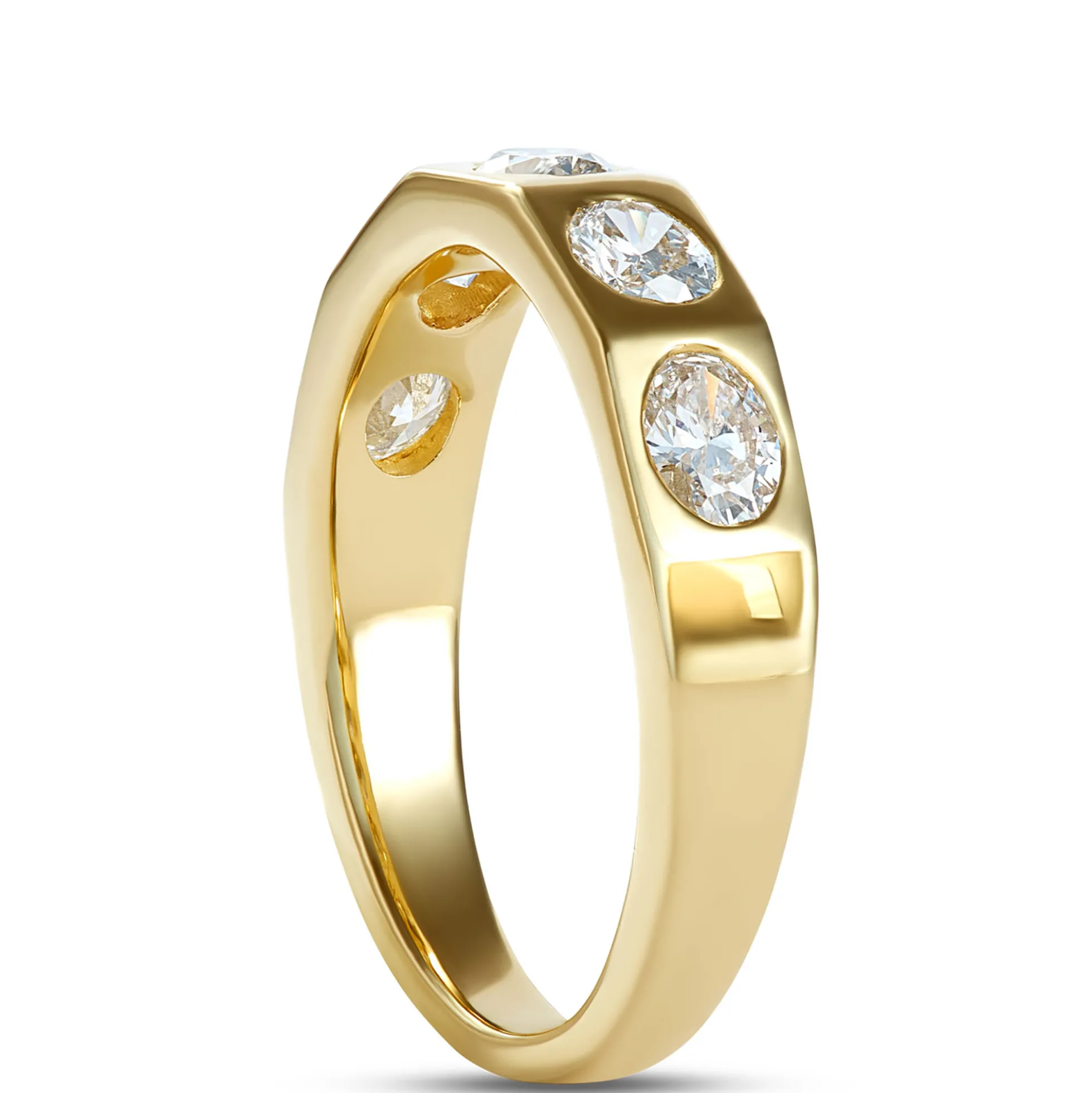 Oval Diamond Band, 1 Carat Total Weight, 14K Yellow Gold