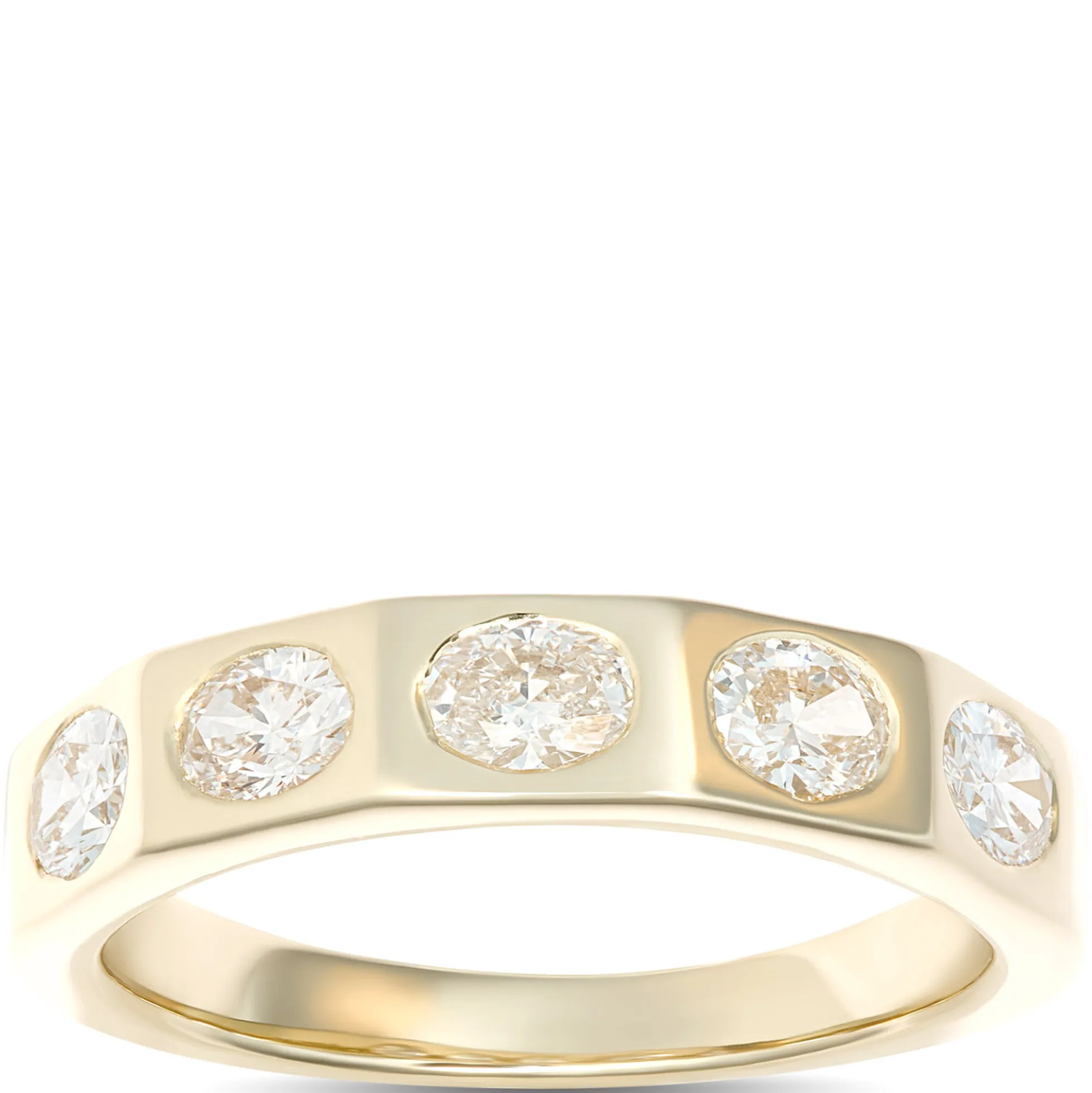 Oval Diamond Band, 1 Carat Total Weight, 14K Yellow Gold