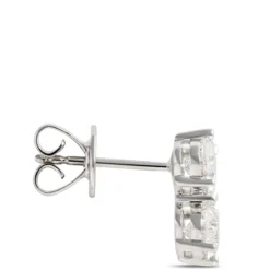 Oval Diamond Earrings, 2-¾ Total Carat Weight, 18K White Gold