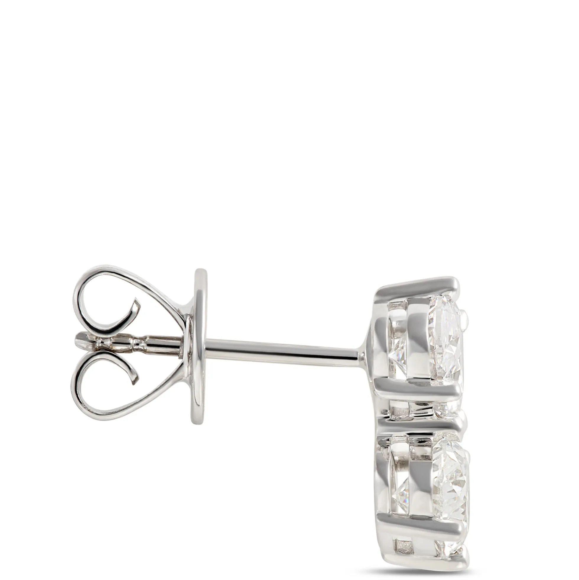 Oval Diamond Earrings, 2-¾ Total Carat Weight, 18K White Gold