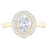 Oval Diamond Engagement Ring with Double Halo, 14K Yellow Gold