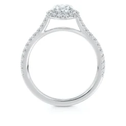 Oval Diamond Halo Engagement Ring, 18K White Gold