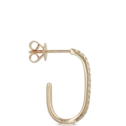 Oval Diamond Hoop Earrings, 14K Yellow Gold