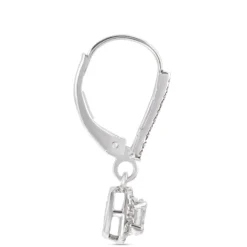 Oval Diamond Leverback Earrings, 14K White Gold