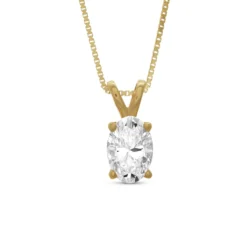 Oval Diamond Pendant, ½ Carat Total Weight, 14K Yellow Gold