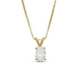 Oval Diamond Pendant, ⅓ Carat Total Weight, 14K Yellow Gold