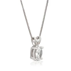 Oval Diamond Pendant, ⅓ Carat Total Weight, 14K White Gold