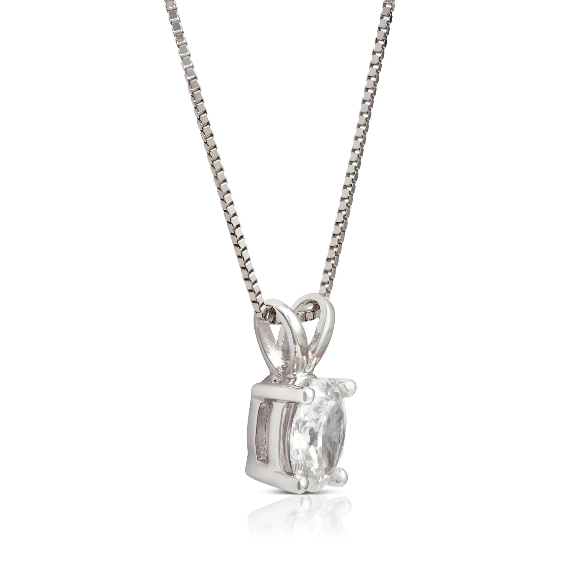 Oval Diamond Pendant, ⅓ Carat Total Weight, 14K White Gold