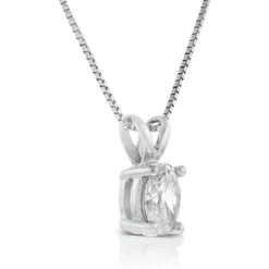 Oval Diamond Pendant, ⅓ Carat Total Weight, 14K White Gold