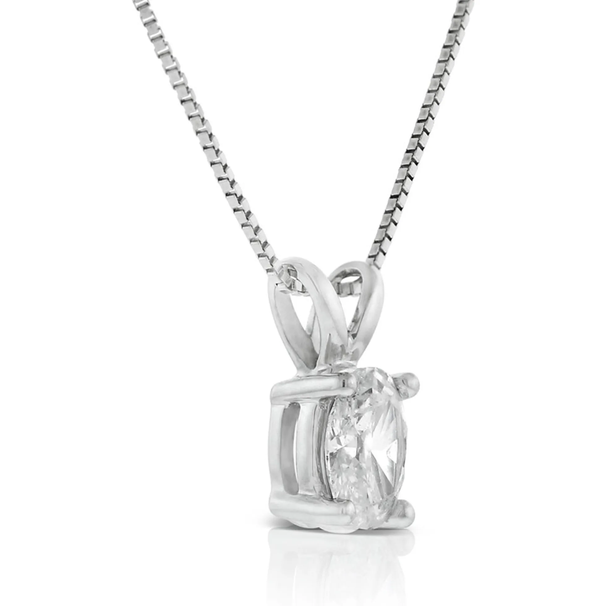 Oval Diamond Pendant, ⅓ Carat Total Weight, 14K White Gold