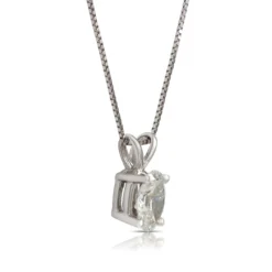 Oval Diamond Pendant, ½ Carat Total Weight, 14K White Gold