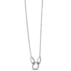 Oval Diamond Ring Pendant, 14K White Gold