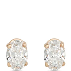 Oval Diamond Studs, ⅔ Carat Total Weight, in 14K Yellow Gold